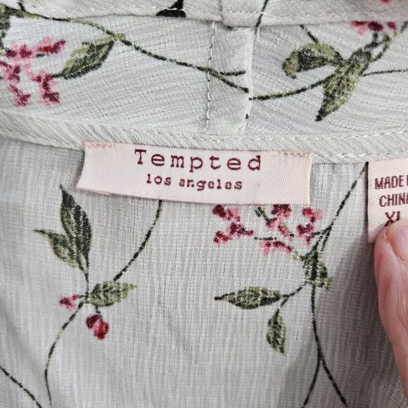 New Tempted Los Angeles Womens XL Cardigan Floral Long Bell Sleeve Kimono - Picture 9 of 14